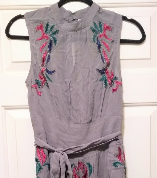 Delicate Beaded Stitched Flowy Anthropologie Dress - Picture 4 of 16